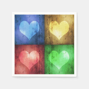 Colorful Valentine's Day Rustic Hearts Paper Napkins