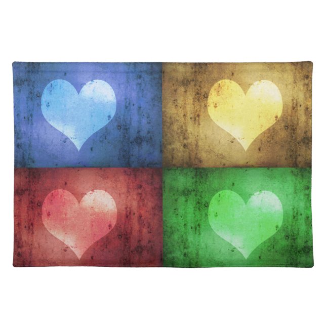 Colorful Valentine's Day Rustic Hearts Placemat (Front)