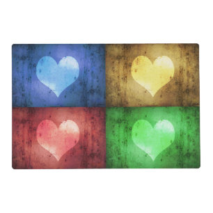 Colorful Valentine's Day Rustic Hearts Placemat
