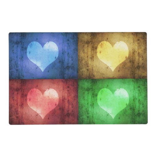 Colorful Valentines Day Rustic Hearts Placemat