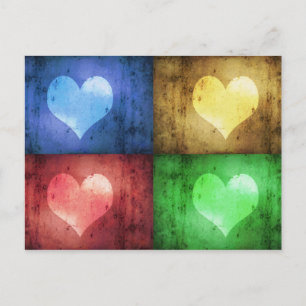 Colorful Valentine's Day Rustic Hearts Postcard