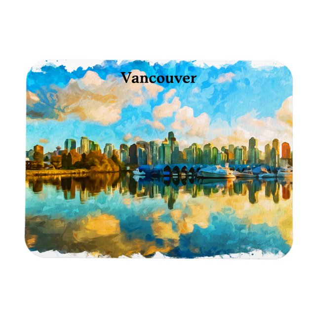 Colorful Vancouver Canada Panorama View Magnet (Horizontal)