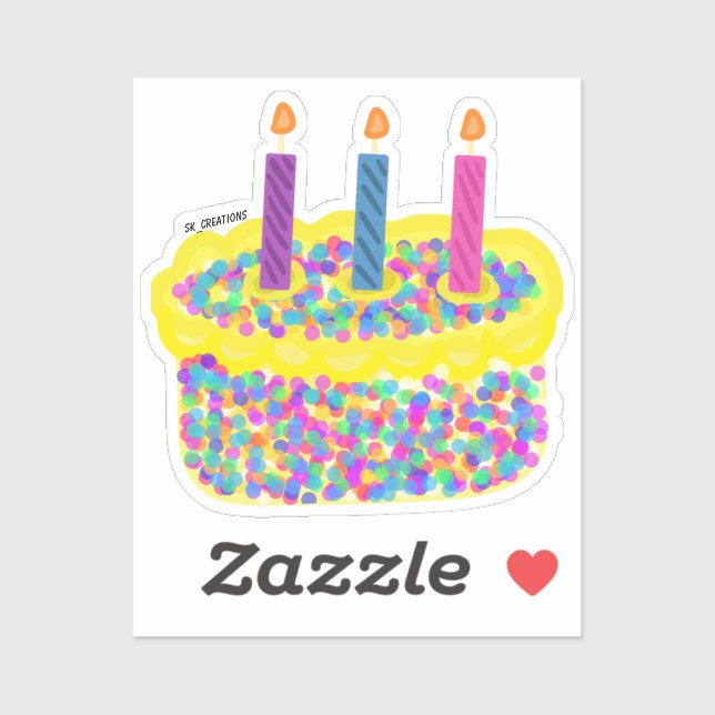 Colorful Vanilla Birthday Cake Sticker (Sheet)