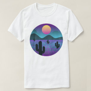 Colorful Vaporwave Cactus "Digital Desert" T-Shirt