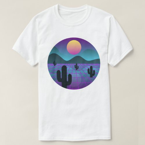 Colorful Vaporwave Cactus Digital Desert T_Shirt