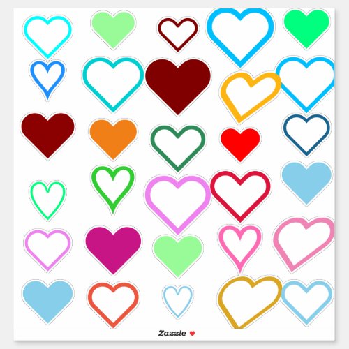 Colorful Variety of Heart Shapes Sticker