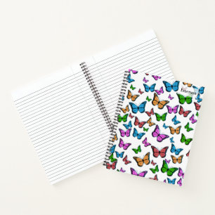 Colorful Variety of Pink Purple Blue Butterflies Notebook