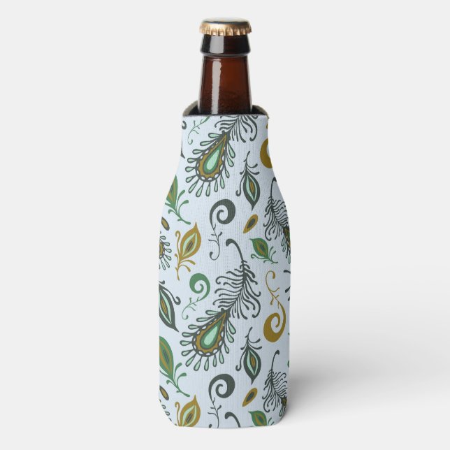 Colorful Various Feathers Bottle Cooler (Bottle Front)