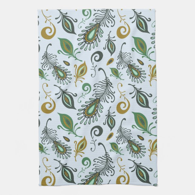 Colorful Various Feathers Kitchen Towel (Vertical)