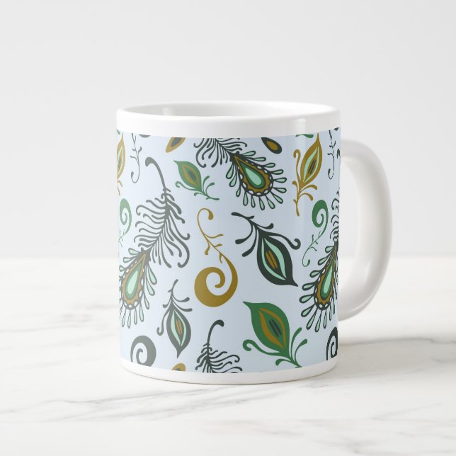 Colorful Various Feathers Large Coffee Mug (Front Right)