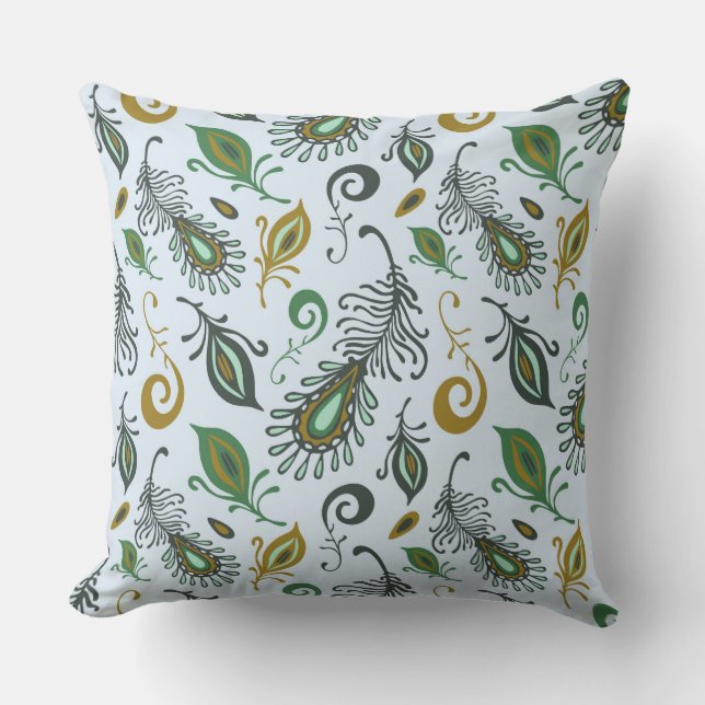 Colorful Various Feathers Throw Pillow (Front)