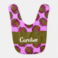 Colorful vases on pink baby bib