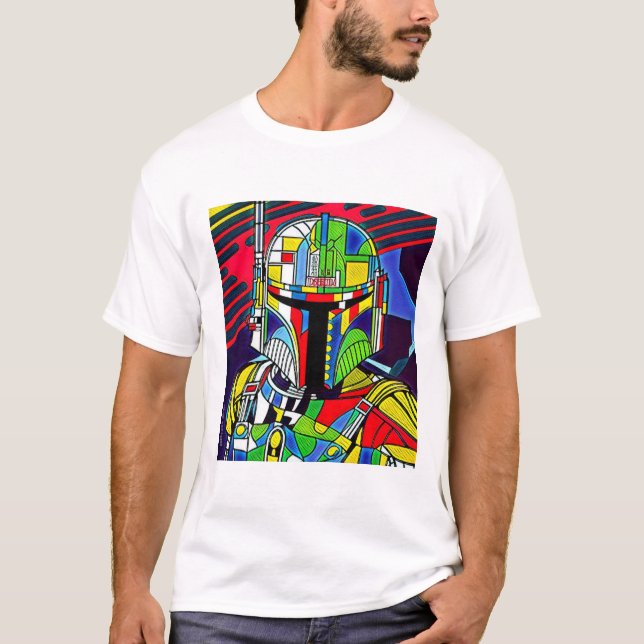 Colorful Vector Robot Illustration T-Shirt (Front)