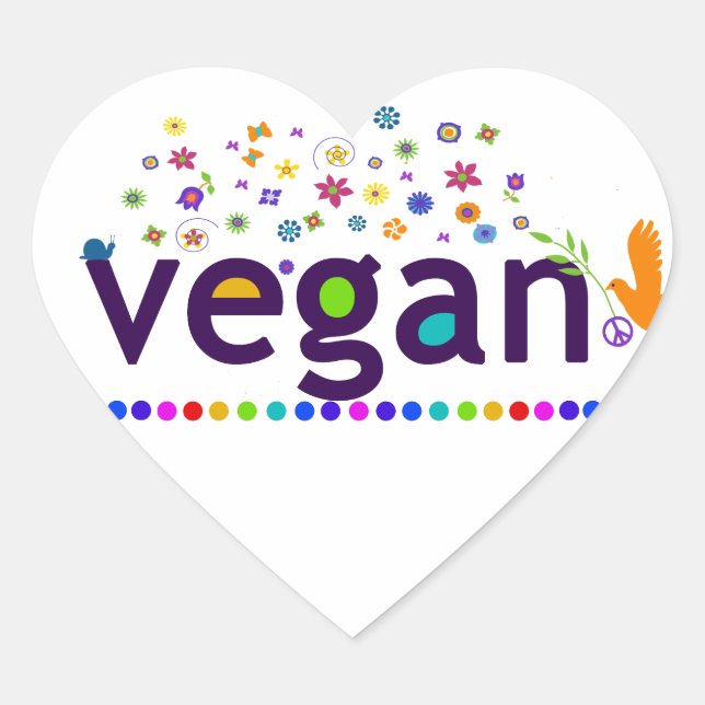 Colorful Vegan Heart Sticker (Front)