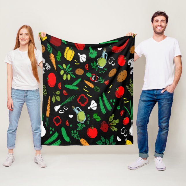 Colorful Vegetable Icons      Fleece Blanket (In Situ)