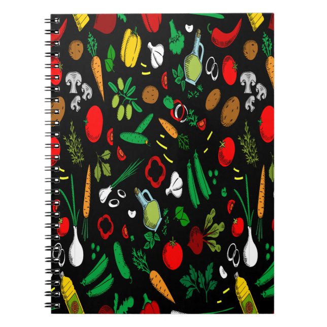 Colorful Vegetable Icons Notebook (Front)