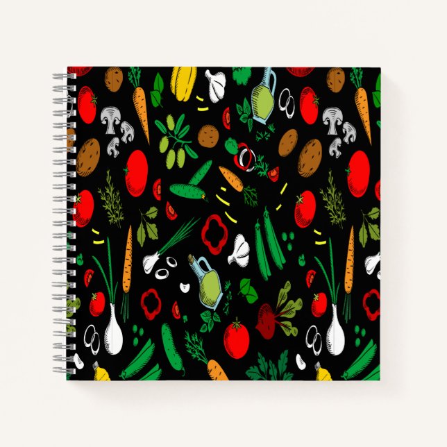 Colorful Vegetable Icons Notebook (Front)