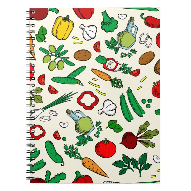 Colorful Vegetable Icons Notebook (Front)