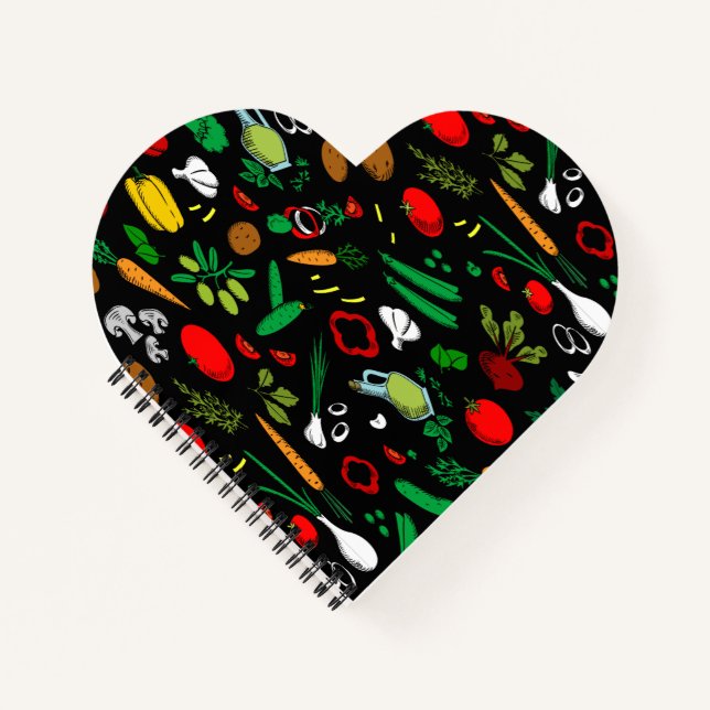 Colorful Vegetable Icons Notebook (Front)