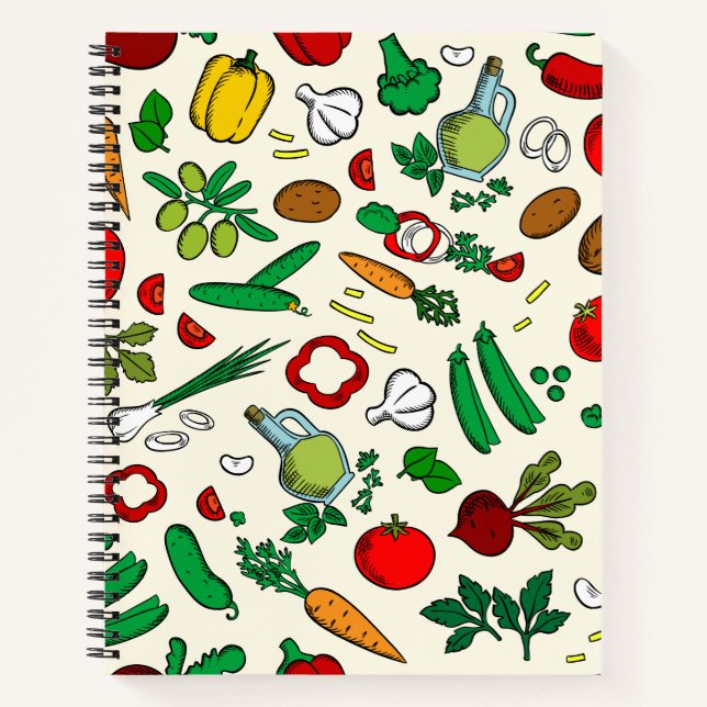 Colorful Vegetable Icons Notebook (Front)