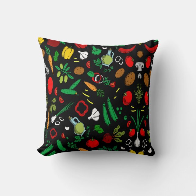 Colorful Vegetable Icons     Throw Pillow (Front)