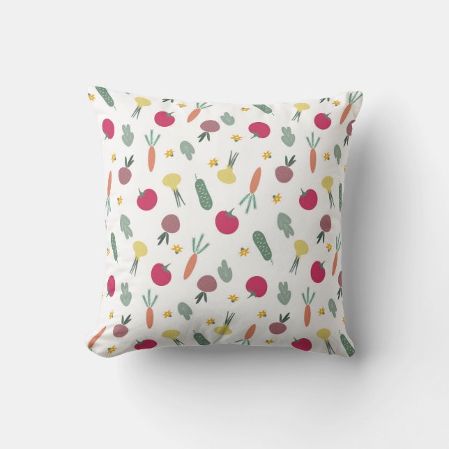 colorful vegetable pattern throw pillow (Front)