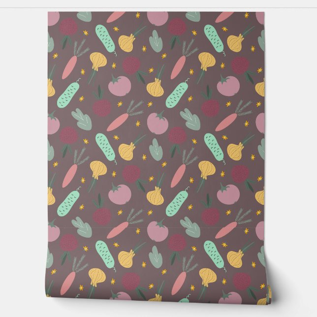 colorful vegetable pattern wallpaper  (Unrolling)
