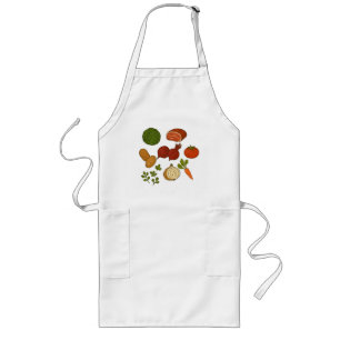Colorful vegetable print kitchen apron, cute cooki long apron