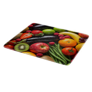Colorful Vegetables and Fruits Cutting Board