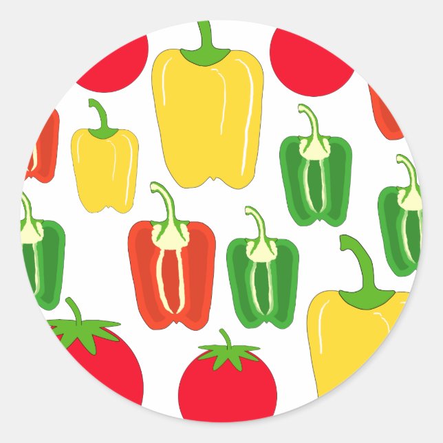 Colorful Vegetables. Classic Round Sticker (Front)