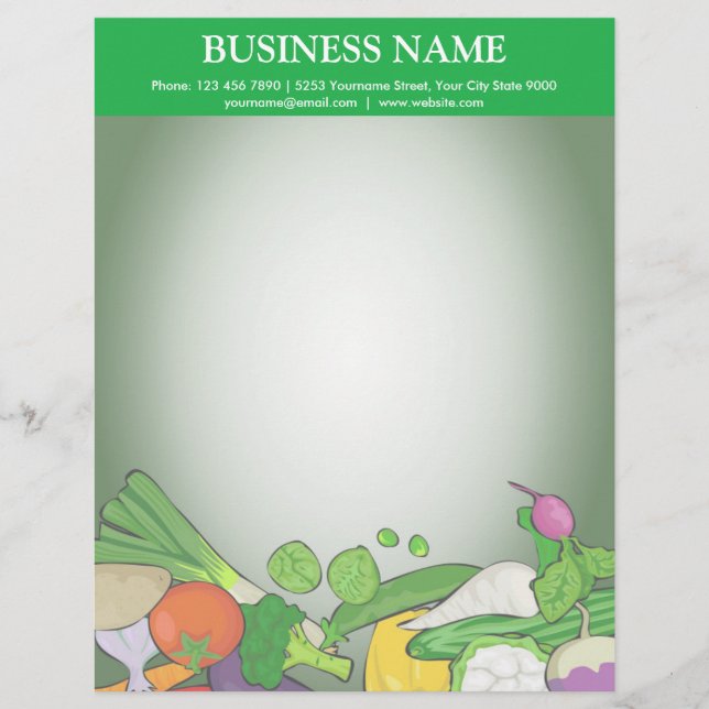Colorful Vegetables | Grocery Store Letterhead (Front)