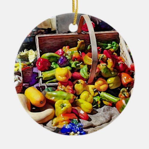 Colorful Vegetables in a Farmers Market Ceramic Ornament