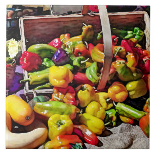 Colorful Vegetables in a Farmer's Market Ceramic Tile