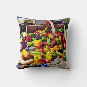 Colorful Vegetables in a Farmer's Market Throw Pillow