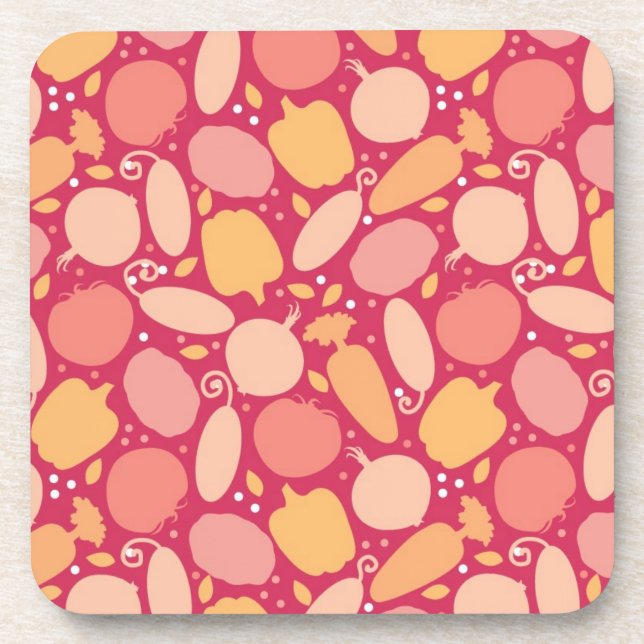 Colorful vegetables pattern beverage coaster (Front)