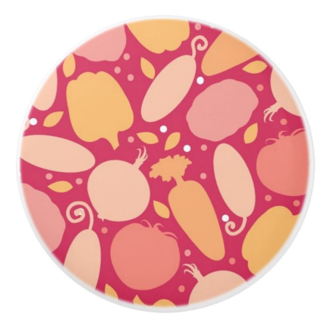 Colorful vegetables pattern ceramic knob (Front)