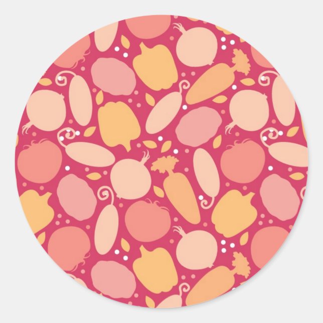Colorful vegetables pattern classic round sticker (Front)