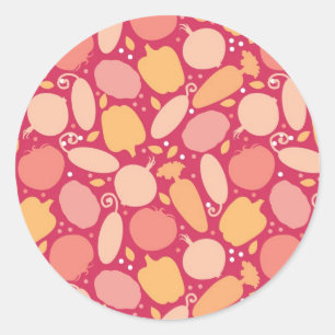 Colorful vegetables pattern classic round sticker