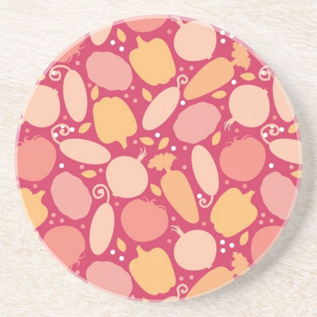 Colorful vegetables pattern drink coaster (Front)