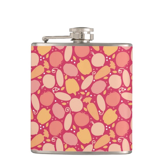 Colorful vegetables pattern hip flask (Front)