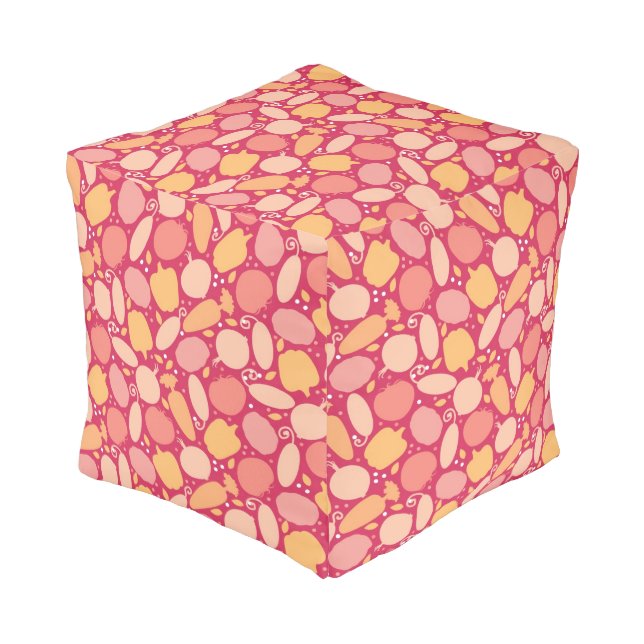Colorful vegetables pattern pouf (Angled Front)