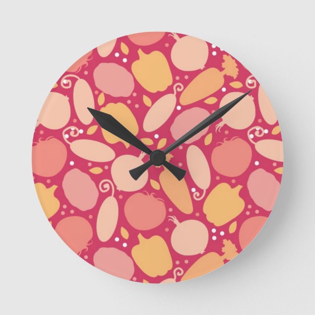 Colorful vegetables pattern round clock (Front)