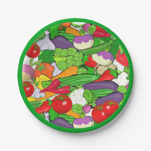 Colorful Veggies Paper Plates