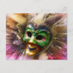 Colorful Venetian Jester Mask Postcard