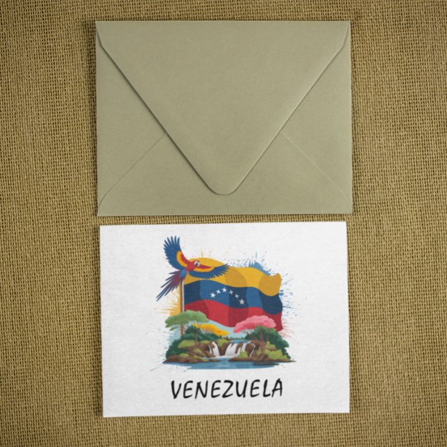 Colorful Venezuela Flag South America Postcard (Colorful venezuela vintage travel postcard)