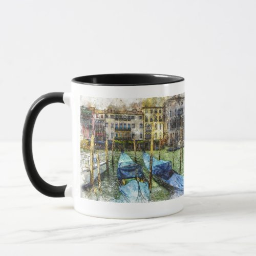 Colorful Venice Blue Gondolas Mug