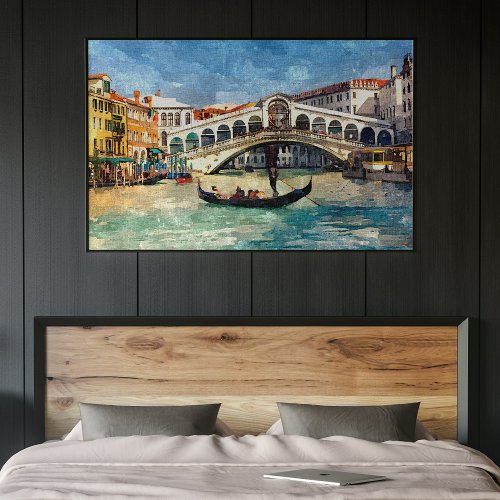 Colorful Venice Canal Grande Aquarelle Painting Poster