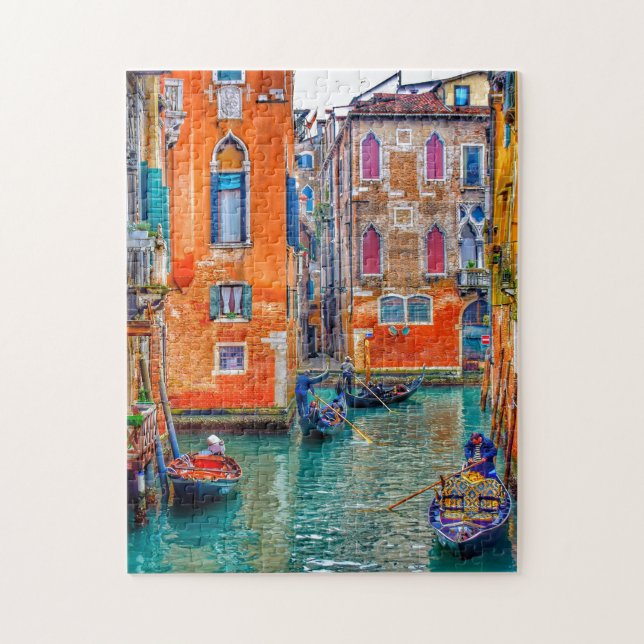 Colorful Venice Canals Gondola Jigsaw Puzzle (Vertical)