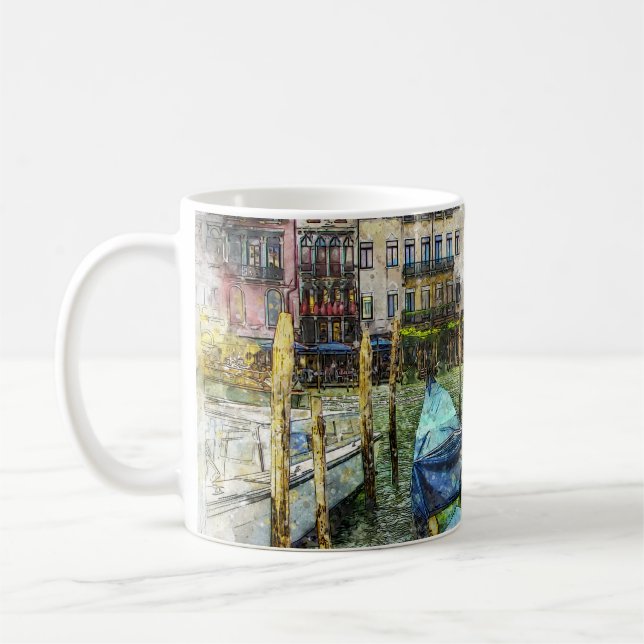 Colorful Venice Italy Gondola Painting Scene Coffee Mug (Left)