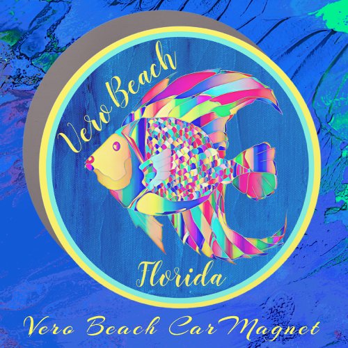 Colorful Vero Beach Florida Bright Fancy Fish Car Magnet